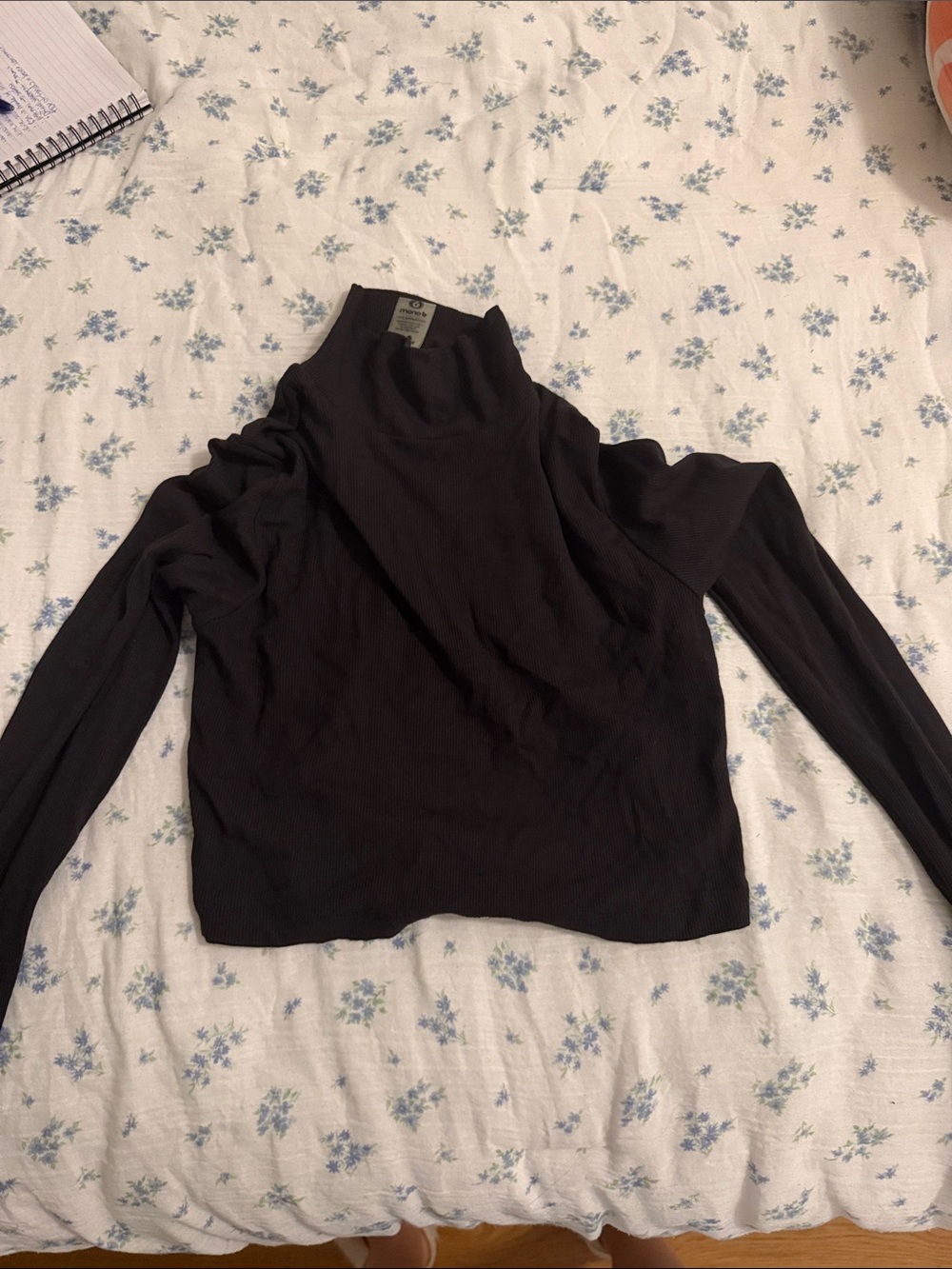 Mono B Black Long Sleeve Mock Neck Top